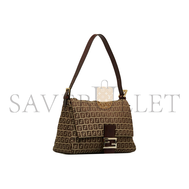 F**di zuchinno canvas and leather ff zip shoulder 890tyhttnioi66ce (33*19*8cm)